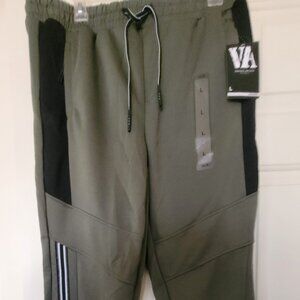 Various Artists LA Jogger Activewear Pants L. Sage Green, Black/White Striped.